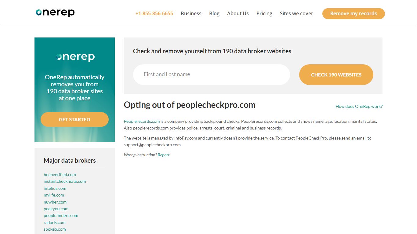 How To Remove Personal Information From peoplecheckpro.com - OneRep